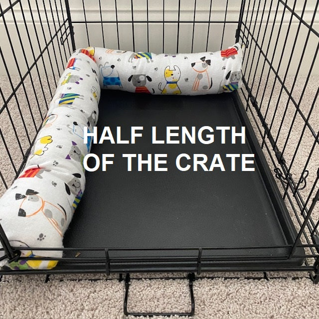 Dog Crate Pillow Bumper in Cute Flannel Fabric - Choose from several prints