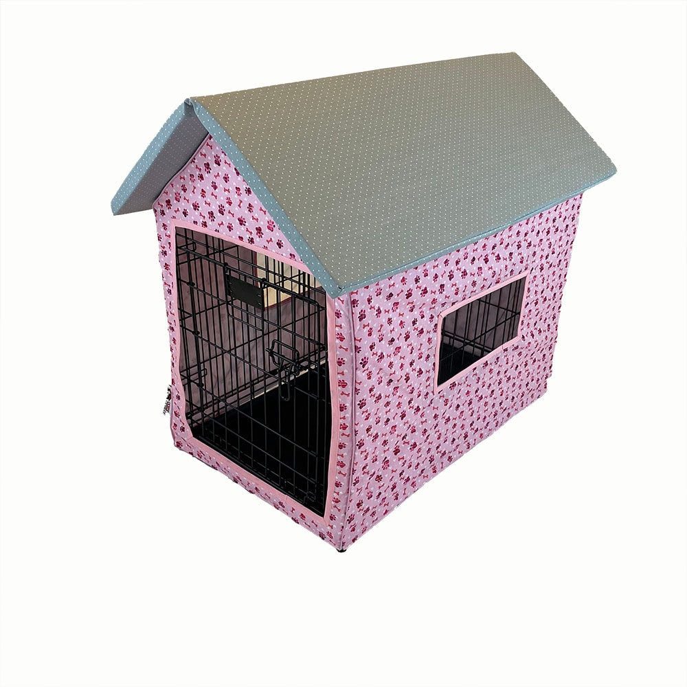 Dog Crate Cover in Pretty Pink fabric - Hound Homes™