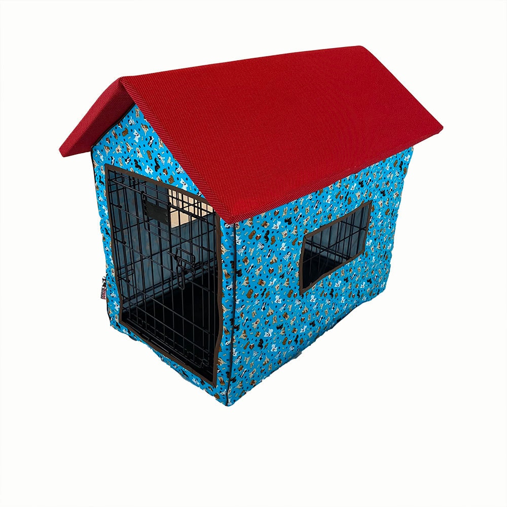 Dog Crate Cover in Tranquil Teal fabric - Hound Homes™