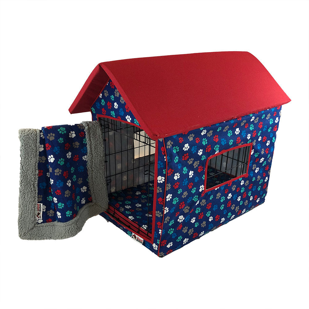 Dog Crate Cover in Assorted Paws fabric