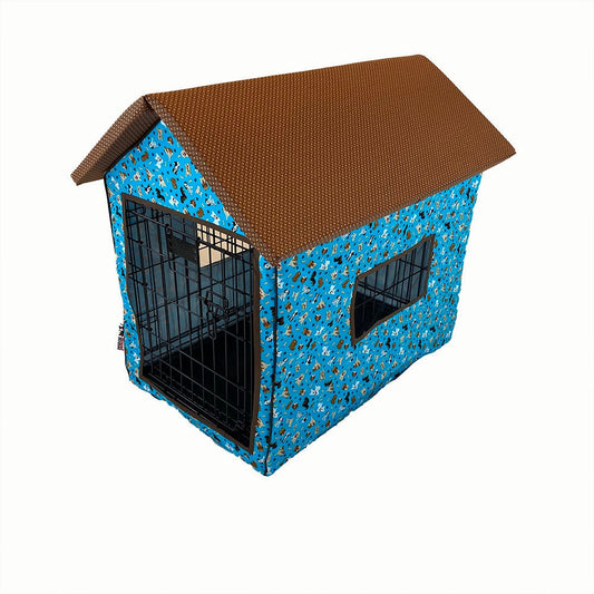 Dog Crate Cover in Tranquil Teal fabric - Hound Homes™