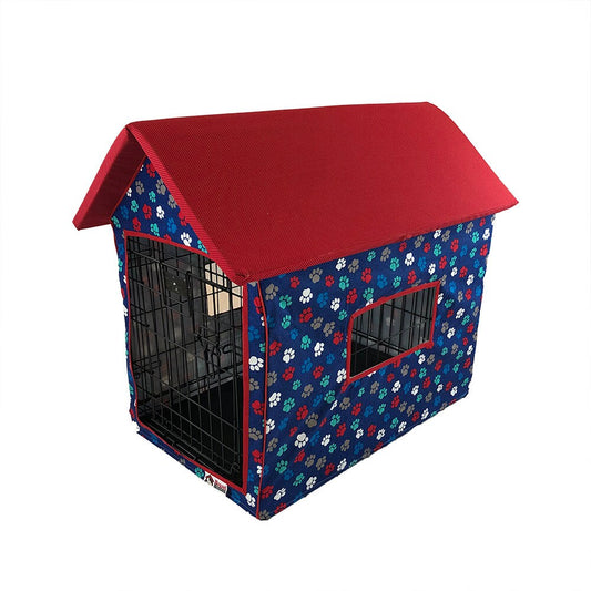 Dog Crate Cover in Assorted Paws fabric