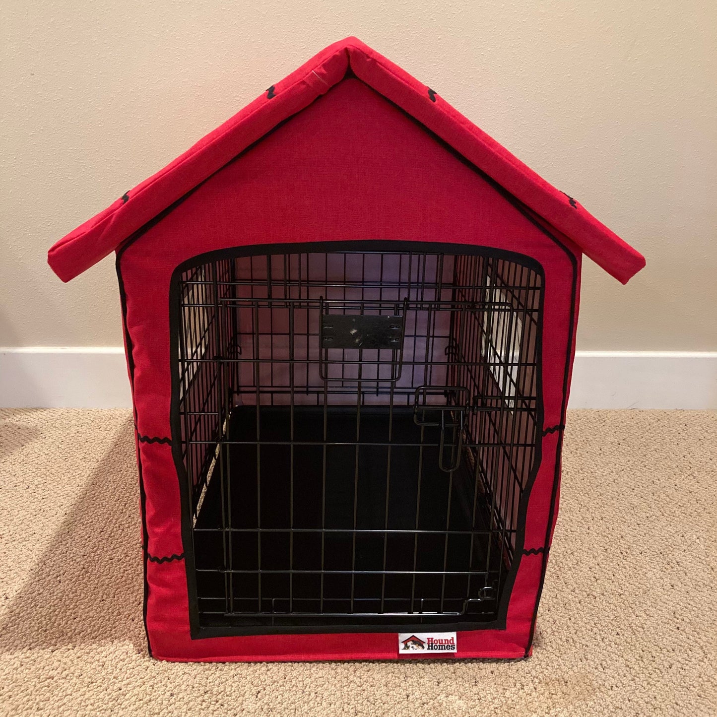 Dog Crate Cover in Red with Black Stripes - Red Dog House