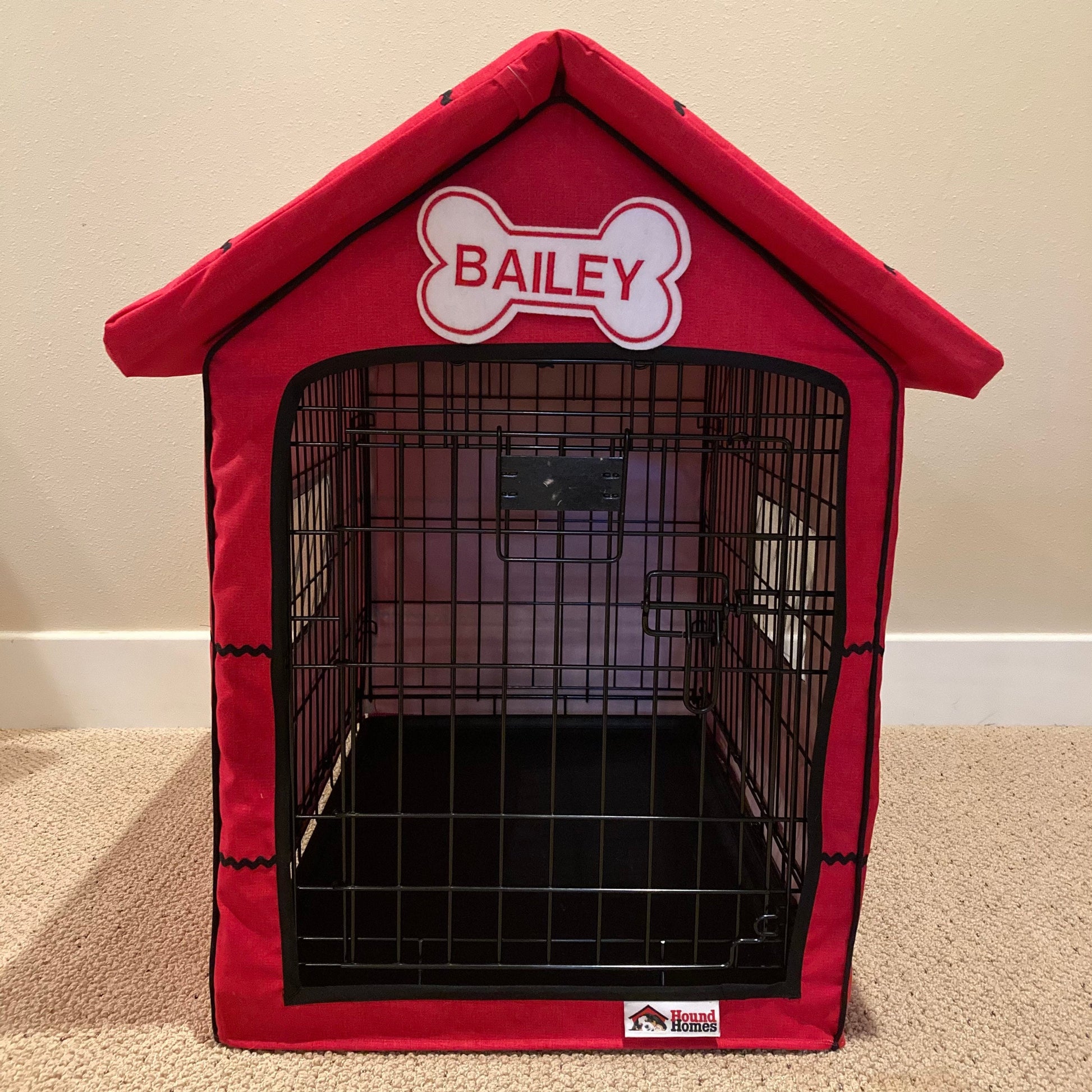 Dog Crate Cover in Red with Black Stripes - Red Dog House