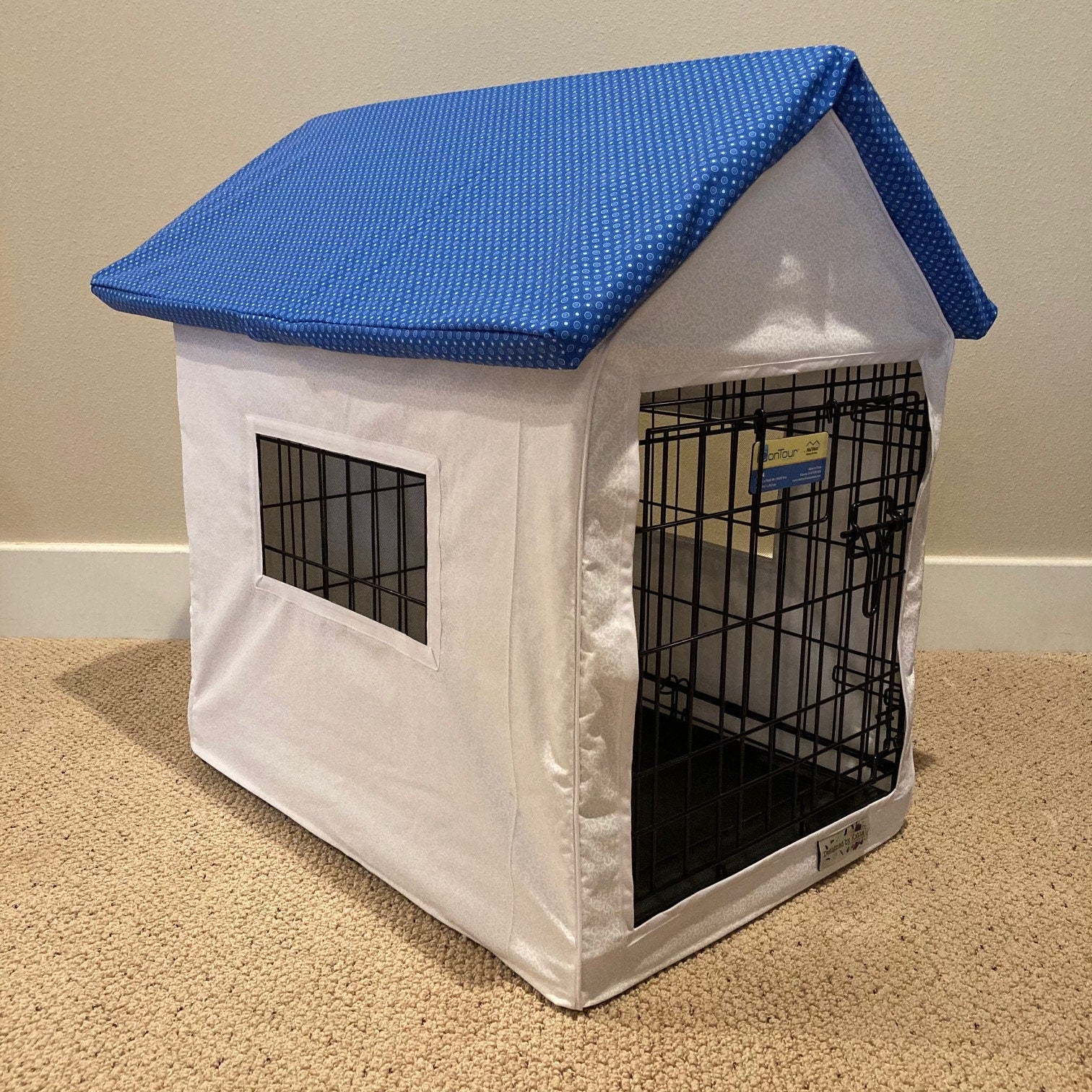 Elegant Dog Crate Cover in Stylish Fabric - Pick and Choose Cover and Roof Color