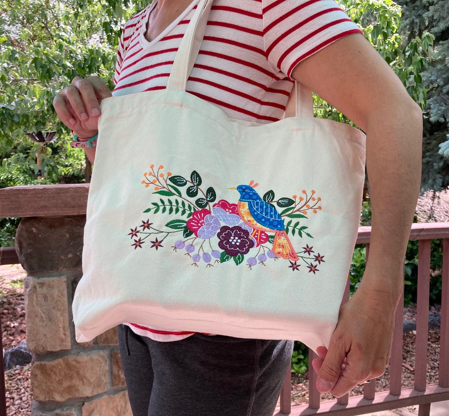 Gorgeous Embroidered Canvas Tote Bags - Choose Design