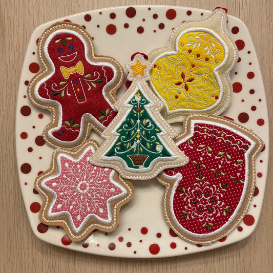 Adorable Embroidered Christmas Cookies Ornaments