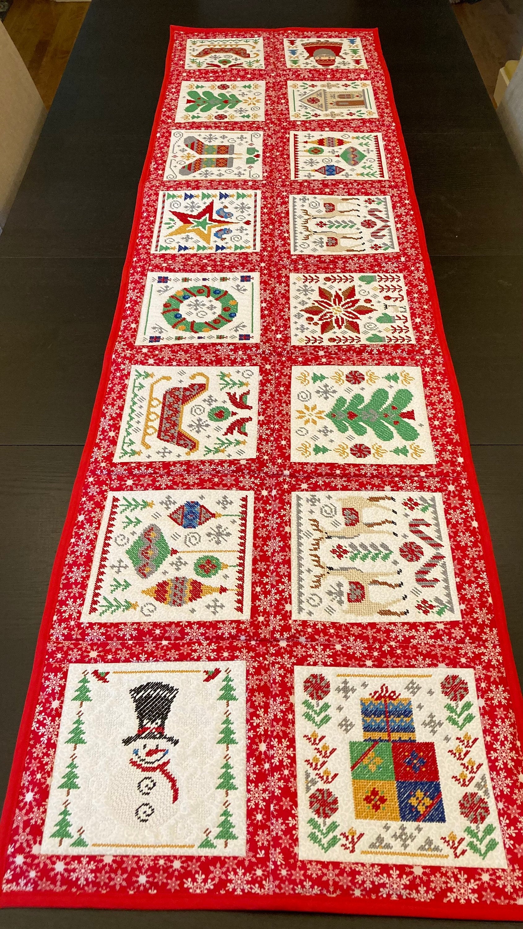 Stunning Needlepoint Embroidered Christmas Table Runner - Choose size