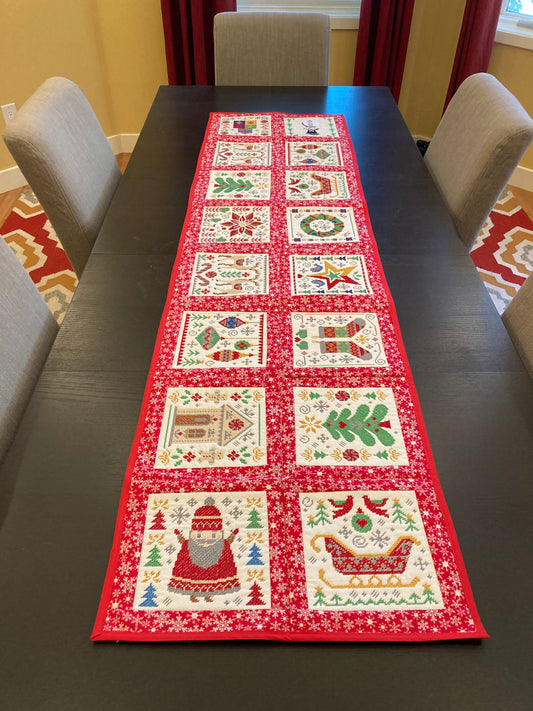 Stunning Needlepoint Embroidered Christmas Table Runner - Choose size