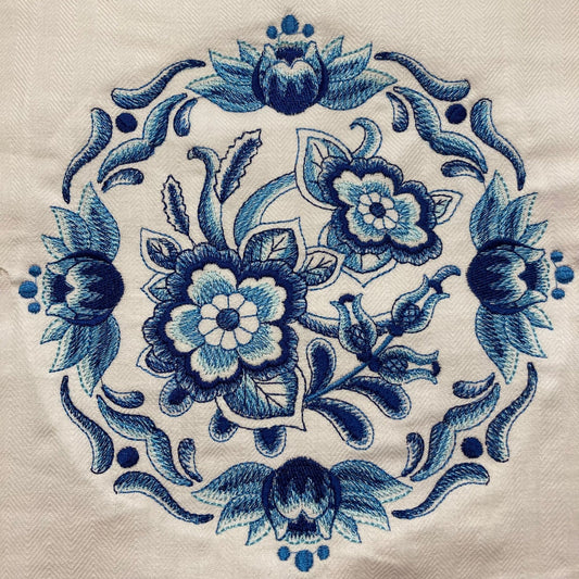 Blue Delft Embroidered Kitchen Towels, Apron or Sofa Pillow - Choose from several gorgeous Designs