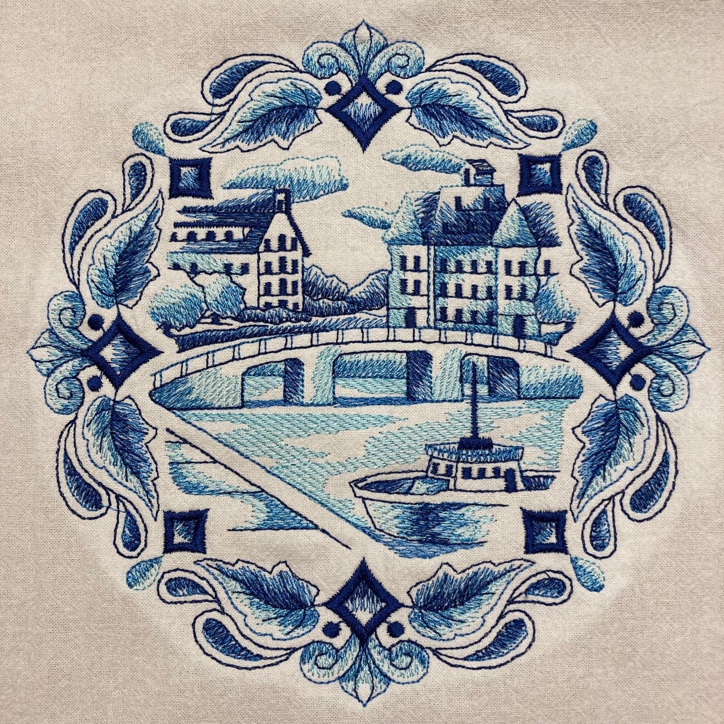 Blue Delft Embroidered Kitchen Towels, Apron or Sofa Pillow - Choose from several gorgeous Designs