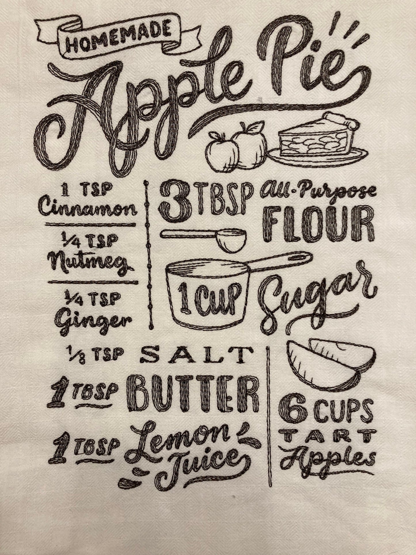 Embroidered Kitchen Towels - Apple Pie, Pumpkin Pie, Pecan Pie