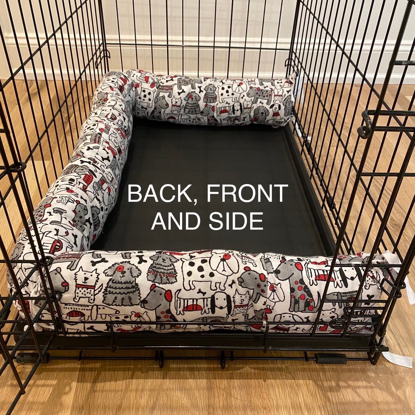 Dog Crate Pillow Bumper in Cute Flannel Fabric - Choose from several prints