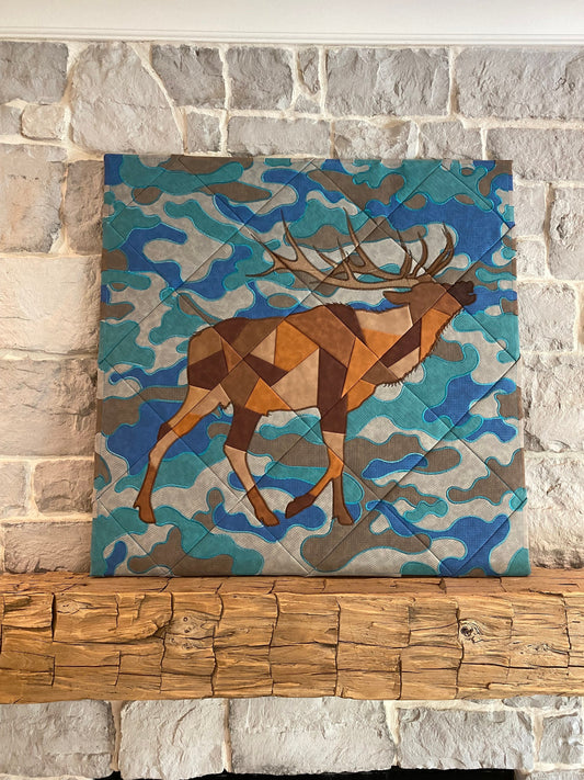 Embroidered Camouflaged Elk Wall Hanging