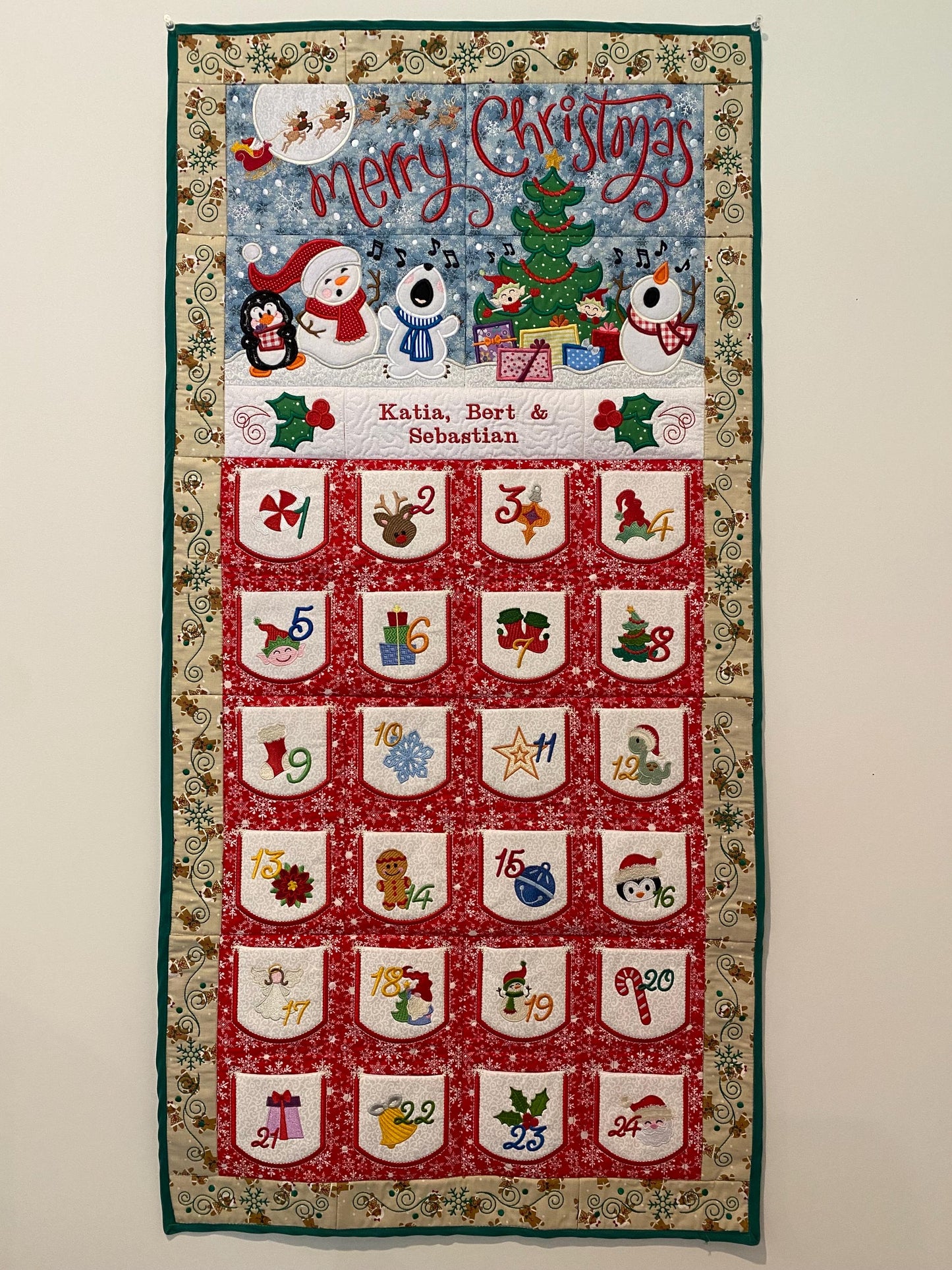 Gorgeous Embroidered Christmas Advent Calendar