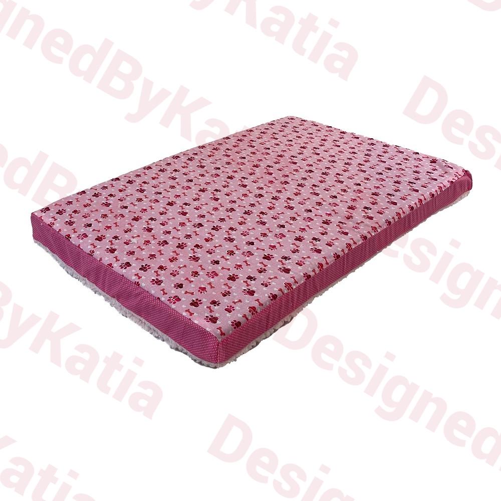 Dog Sherpa Bed - 2" Thick on Pink fabric