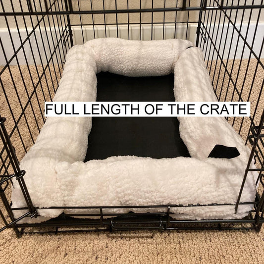 Dog Crate Pillow Bumper in Super Soft Faux Sherpa - Choose Color