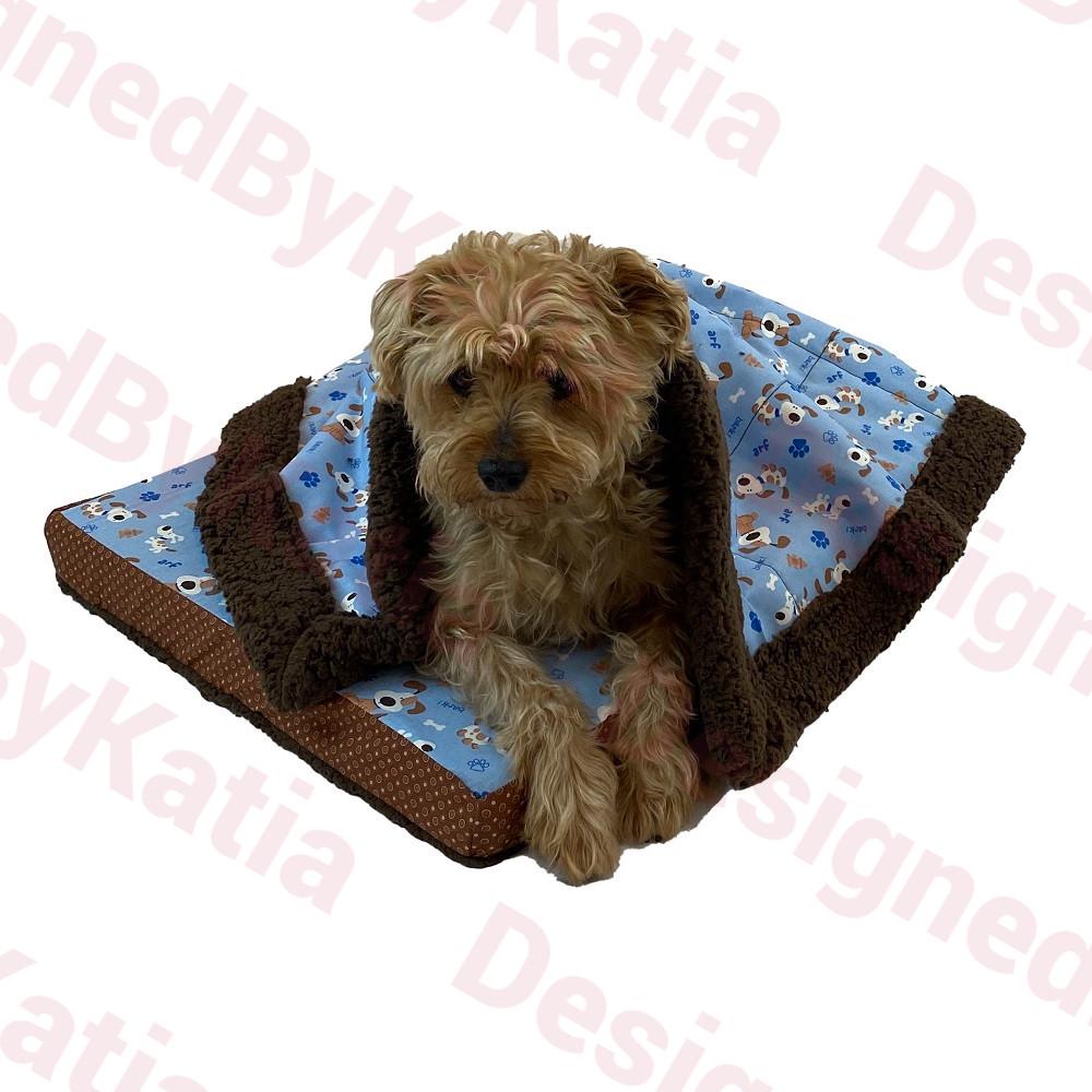 Dog Sherpa Blanket in Blue fabric