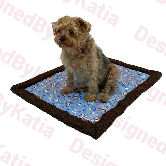 Dog Sherpa Blanket in Blue fabric