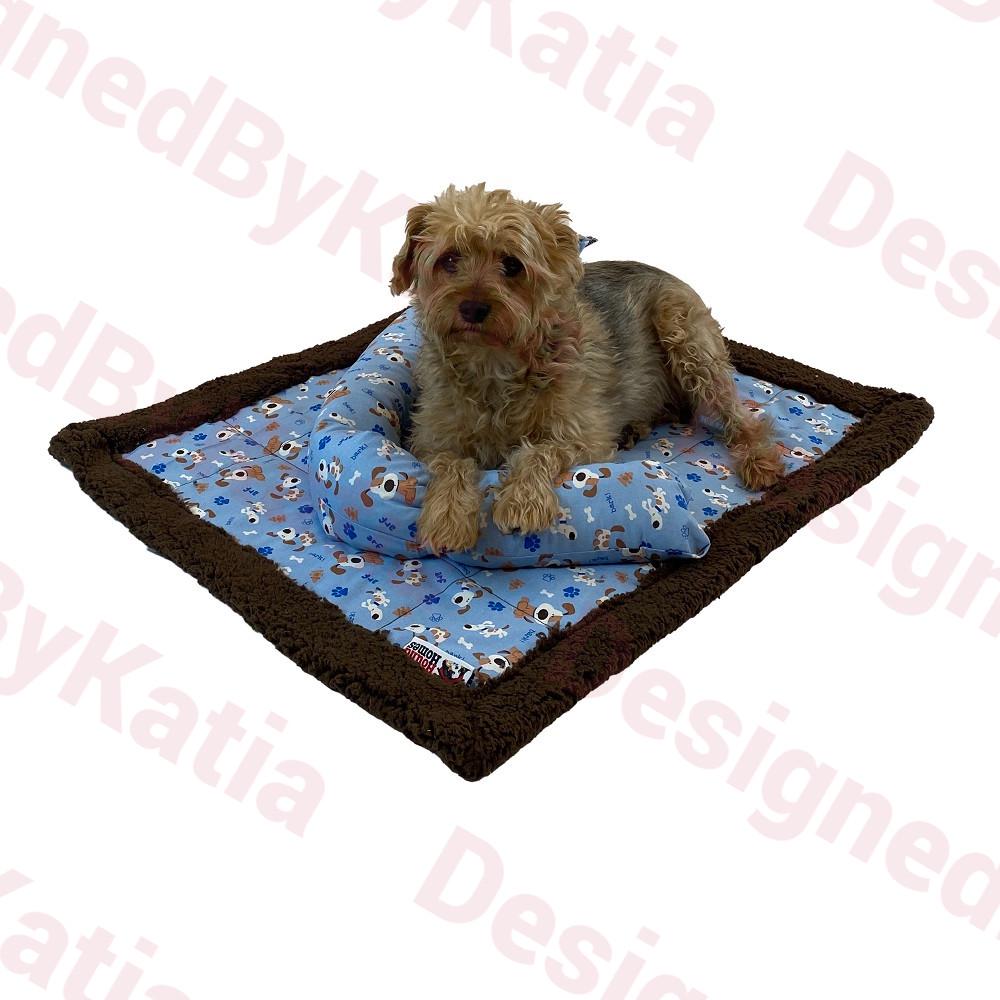 Dog Sherpa Blanket in Blue fabric