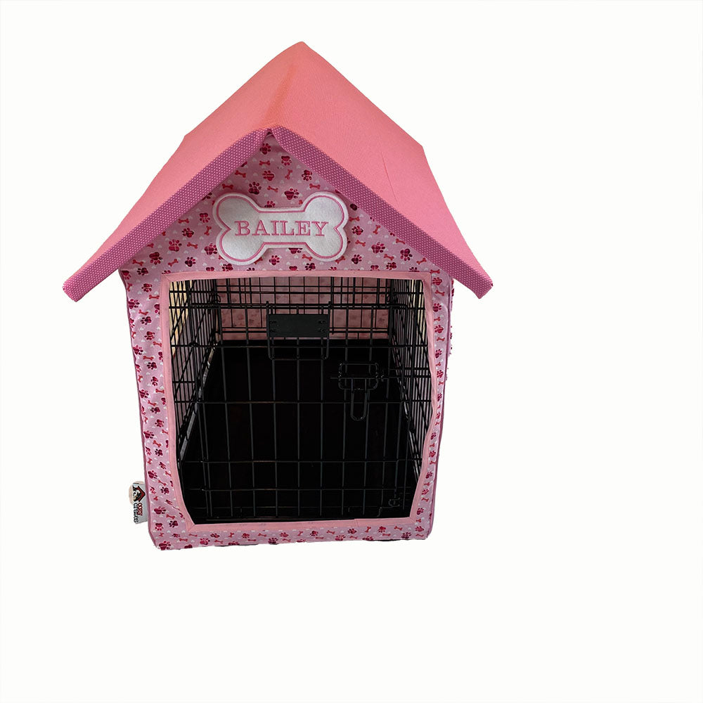 Dog Crate Cover in Pretty Pink fabric -  Hound Homes™